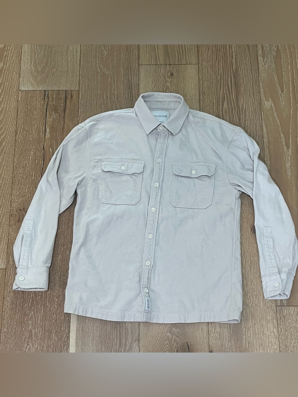 Hollister 100% Cotton Flannel Button Down Shirt Cream XS